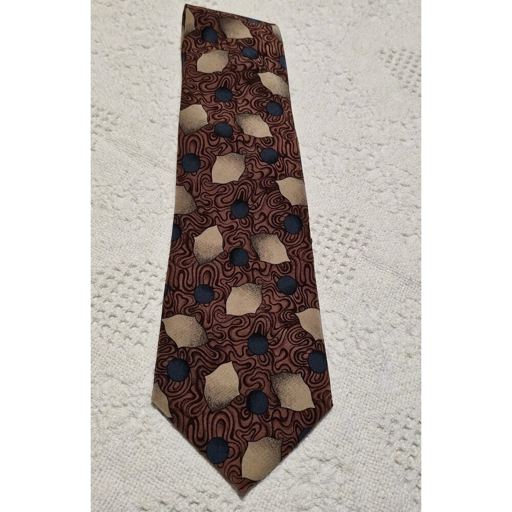 Barry Wells Wonder Crepe Silk Tie Vintage Geometric Polka Dot Men's Necktie USA